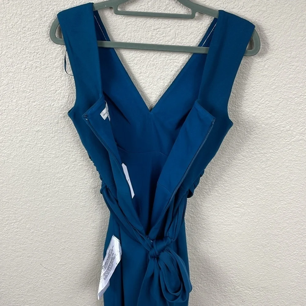 NWT Dress The Population Alessia Dress Peacock Blue Slit Flattering Sz XXS - Picture 7 of 13